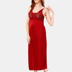 Be You V Neck Lace Satin Maxi Nightdress With Robe