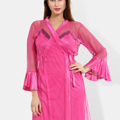 Be You Sleeveless Net Nightdress With Robe