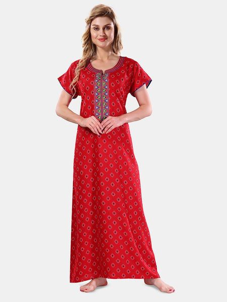 Be You Ethnic Motifs Printed Maxi Nightdress