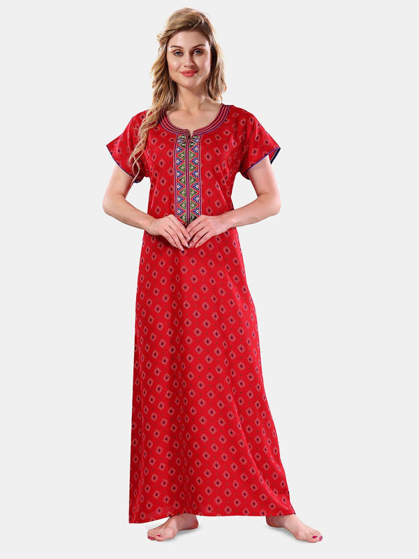 Be You Ethnic Motifs Printed Maxi Nightdress