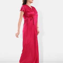 Be You V-Neck Satin Night Suit With Robe