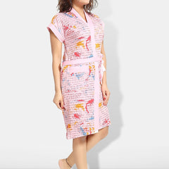 Be You Women Printed Cotton Anti-bacterial Super Soft Bath Robe With Belt
