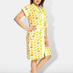 Be You Women Printed Cotton Anti-bacterial Super Soft Bath Robe With Belt