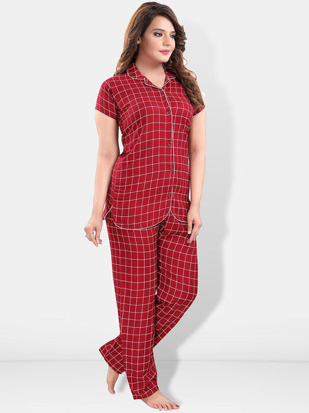 Be You Women Checked Night suit