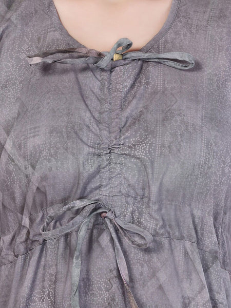 Be You Women Grey Geometric Printed Maxi Nightdress