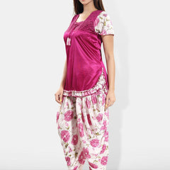 Be You Square Neck Short Sleeves Satin Night suit
