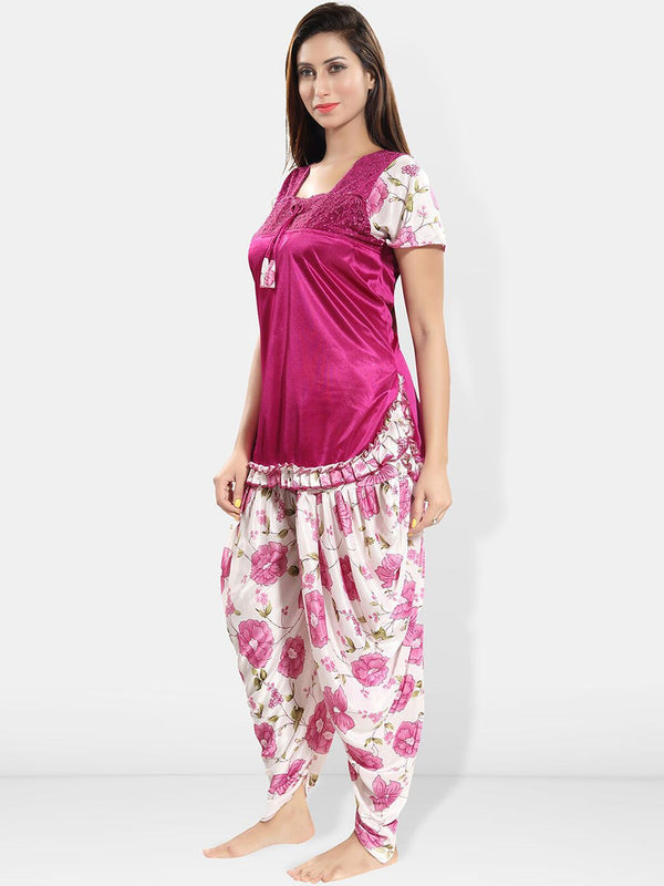Be You Square Neck Short Sleeves Satin Night suit