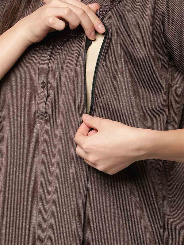 Be You Brown Printed Maxi Nightdress