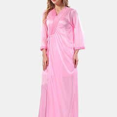 Be You Floral Lace Satin Night Dress With Robe