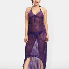 Be You Self Design Net Halter Neck Baby Doll With Brief