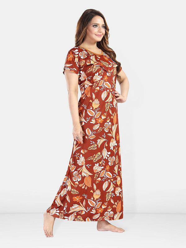 Be You Womjenb Maternity Floral Printed Maxi Nightdress