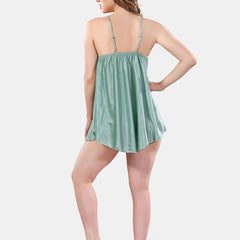 Be You Solid Lace Details Satin Nighty with Robe