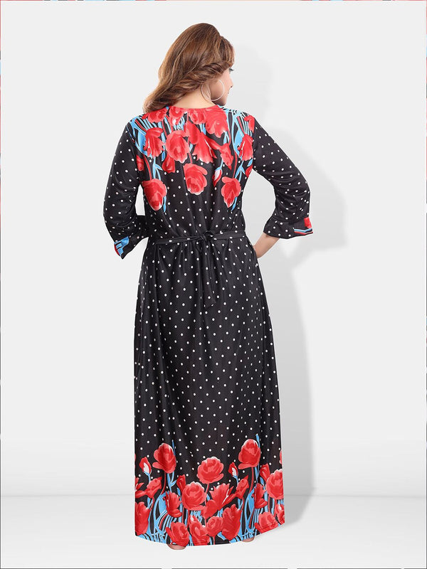 Be You Floral Printed Satin Maxi Nightdress