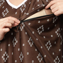 Be You Brown Printed Maxi Nightdress