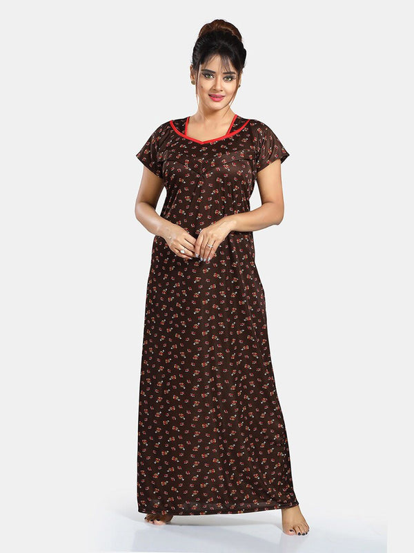 Be You Floral Printed Satin Maternity Maxi Nightdress