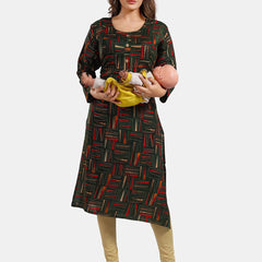 Be You Abstract Printed Round Neck Maternity Kurta