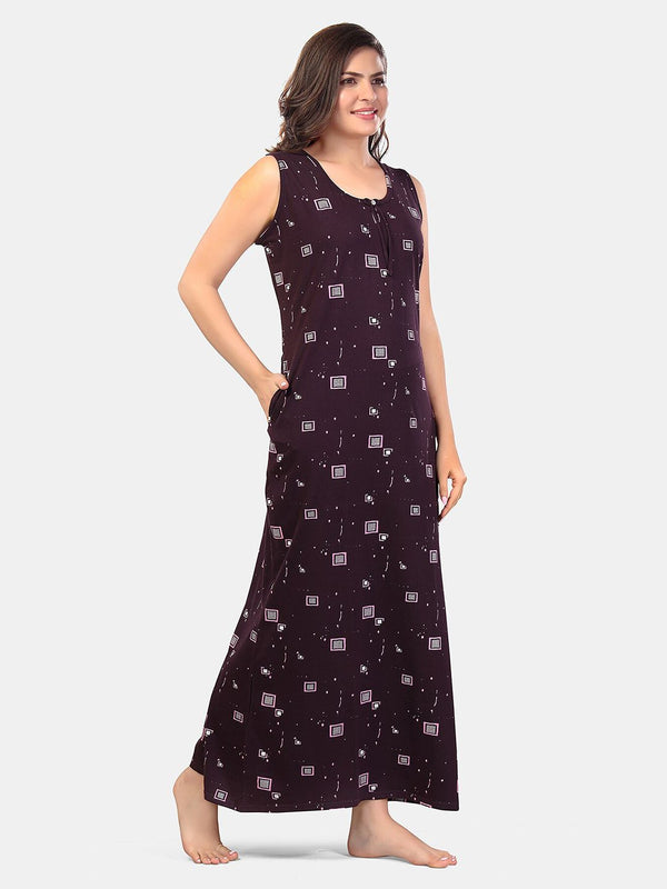 Be You Geometric Printed Sleeveless Maxi Nightdress