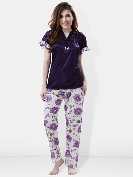 Be You Printed Satin Night Suit