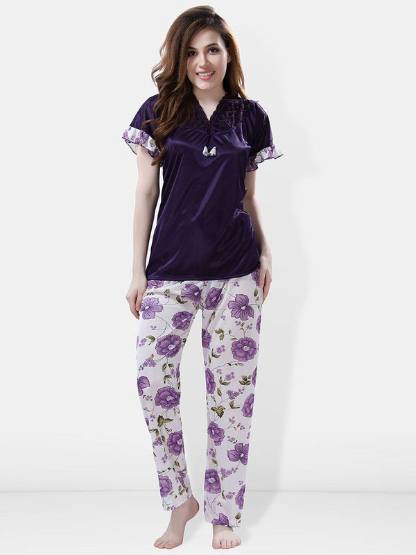 Be You Printed Satin Night Suit