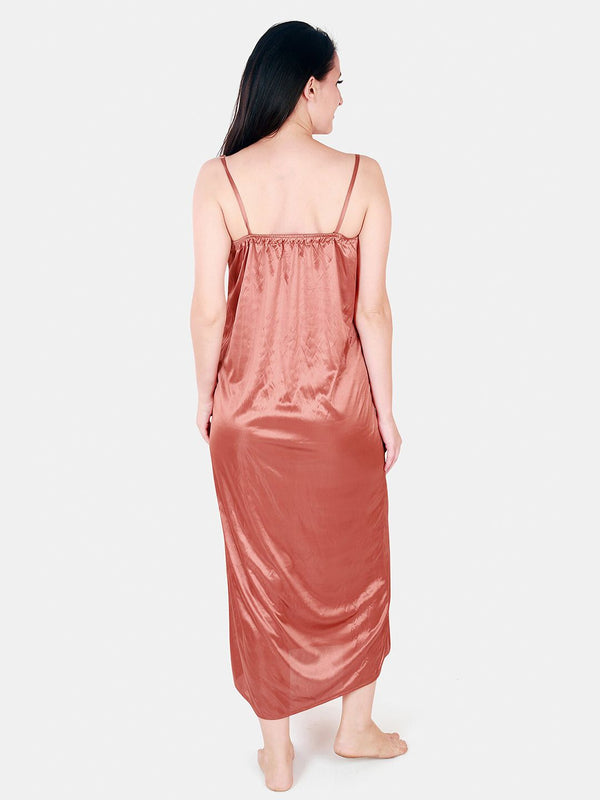 Be You Floral Lace Shoulder Straps Satin Maxi Nightdress With Robe