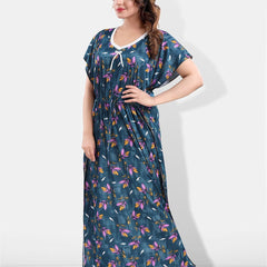 Be You Floral Printed Satin Kaftan Nightdress