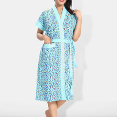 Be You Women Printed Cotton Anti-bacterial Super Soft Bath Robe With Belt