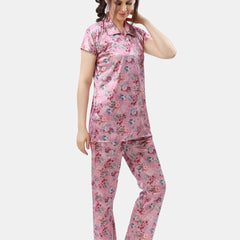 Be You Floral Printed Satin Night Suit
