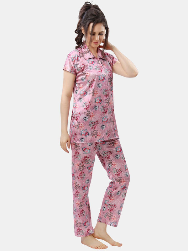 Be You Floral Printed Satin Night Suit