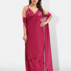 Be You 6 Pieces Satin Maxi Nightdress Set With Robe And Lingerie Set