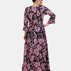 Be You Floral Printed V-Neck Satin Maxi Nightdress