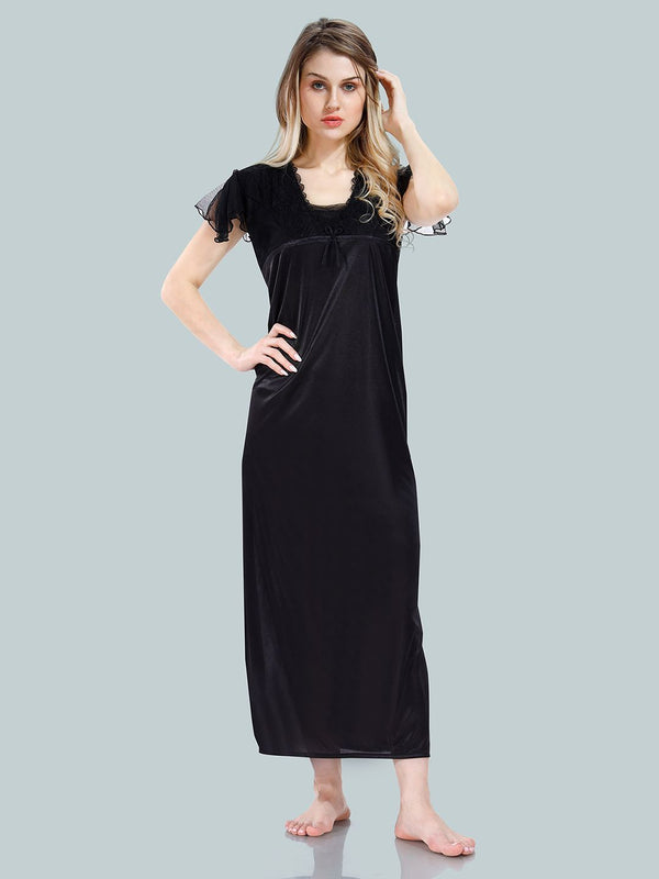 Be You V-Neck Satin Maxi Nightdress With Robe