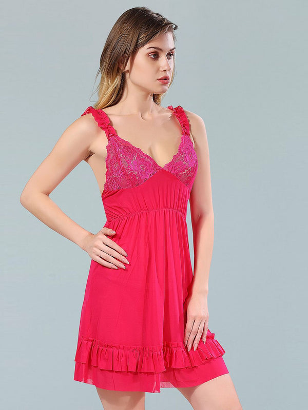 Be You Pink & Red Net Baby Doll
