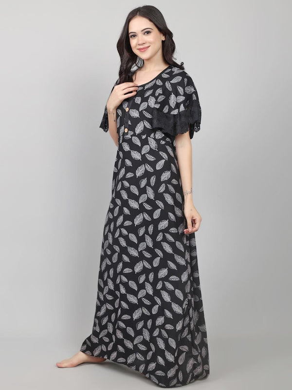 Be You Alpine Leaf Printed Maxi Nightdress