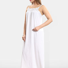 Be You Women Lace Cotton Maxi Nightdress