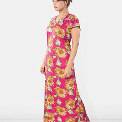Be You Women Short Sleeves V-Neck Maxi Nightdress
