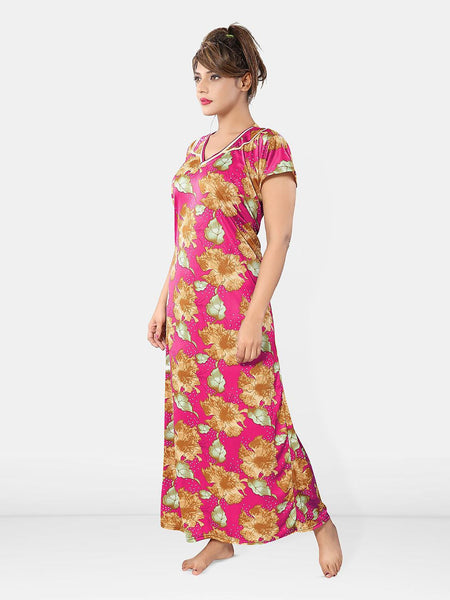 Be You Women Short Sleeves V-Neck Maxi Nightdress