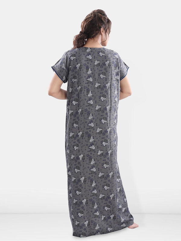 Be You Women Floral Printed Maxi Nightdress