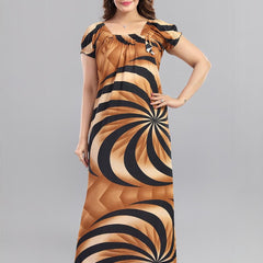 Be You Sarina Satin Spiral Print Maxi Nightdress