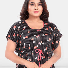 Be You Women Printed Satin Maxi Nightdress