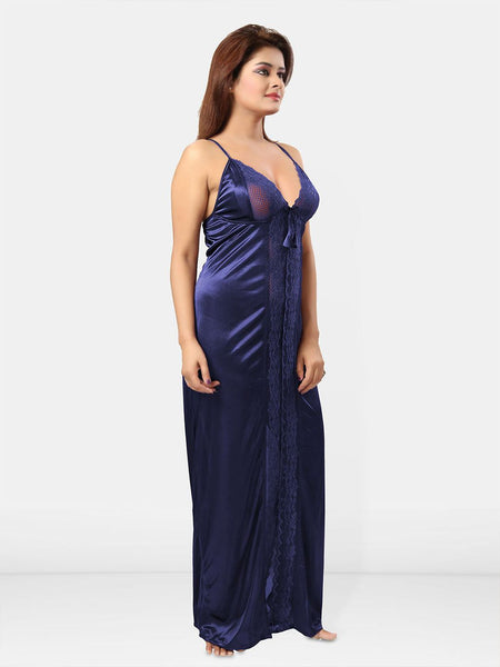 Be You Women Shoulder Straps Satin Maxi Nightdress