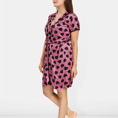 Be You Women Conversational Printed Wrap Nightdress
