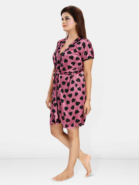 Be You Women Conversational Printed Wrap Nightdress