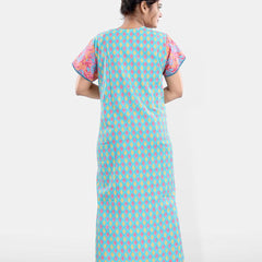 Be You Women Printed Pure Cotton Maxi Nightdress