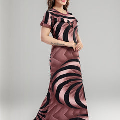 Be You Sarina Satin Spiral Printed Maternity Maxi Nightdress