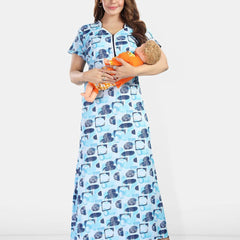 Be You Women Printed Satin Maxi Nightdress