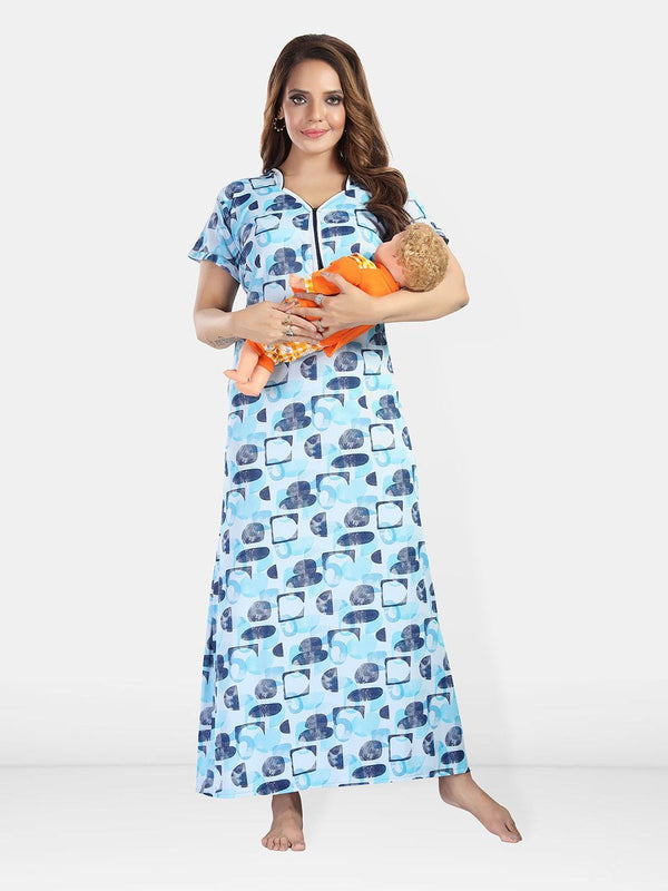 Be You Women Printed Satin Maxi Nightdress