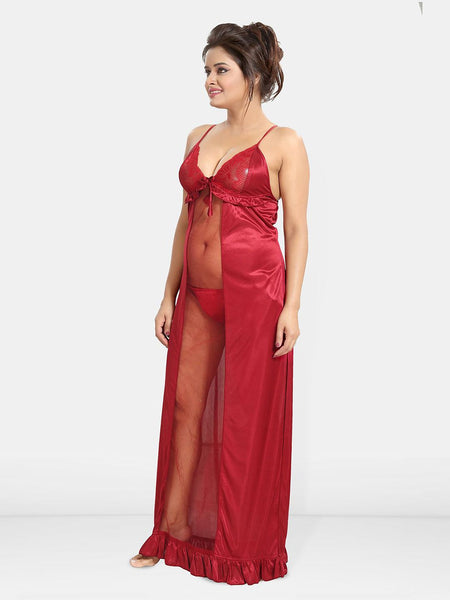 Be You Women Solid Maxi Nightdress