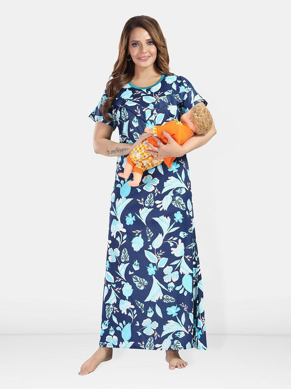 Be You Women Printed Maxi Nightdress