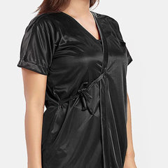Be You Women Solid Satin Nightwear Set