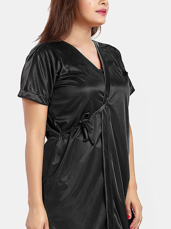 Be You Women Solid Satin Nightwear Set